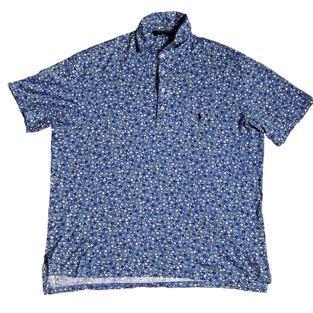 Ralph Lauren Polo Floral Blue Golf Shirt - XL